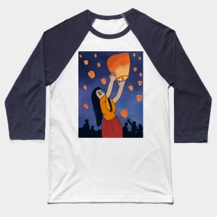 Girl with Chinese lantern Baseball T-Shirt